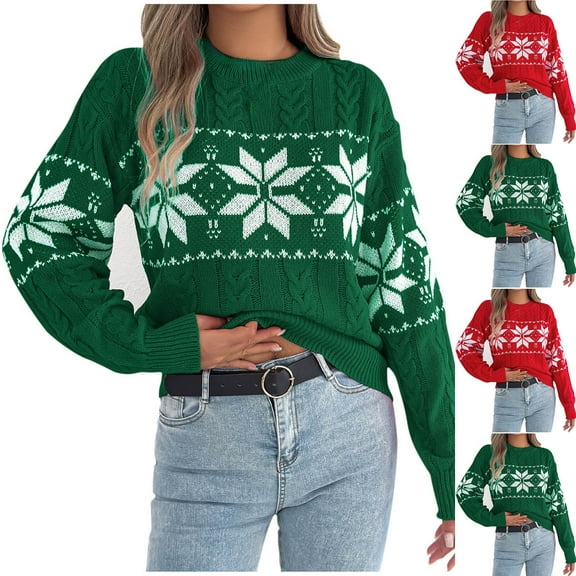 Craaazy Christmas Shirts For Women Casual Fashion Printing Round-Neck Fall Winter Long Sleeved Blouse Sweater Gifts For Women