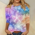 thumbnail image 1 of Craaazy Christmas Shirts Women's Comfortable Crew-Neck 3/4 Sleeve Blouses Cute Christmas Prints Casual T-shirt Xmas Tree Pullover Gifts, 1 of 5