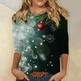 thumbnail image 1 of Craaazy Christmas Shirts Women's Comfortable Crew-Neck 3/4 Sleeve Blouses Cute Christmas Prints Casual T-shirt Xmas Tree Pullover Gifts, 1 of 5