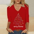 thumbnail image 1 of Craaazy Christmas Shirts for Women 3/4 Sleeve V-neck Shirts Gifts, 1 of 5