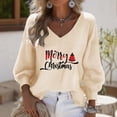 thumbnail image 1 of Craaazy Christmas Shirts for Women Fashion Clothing Christmas Printed 3/4 Sleeve V Neck Xmas Womens Tops Gifts, 1 of 3