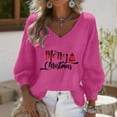 thumbnail image 1 of Craaazy Christmas Shirts for Women Fashion Clothing Christmas Printed 3/4 Sleeve V Neck Xmas Womens Tops Gifts, 1 of 3