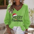 thumbnail image 1 of Craaazy Christmas Shirts for Women Fashion Clothing Christmas Printed 3/4 Sleeve V Neck Xmas Womens Tops Gifts, 1 of 3