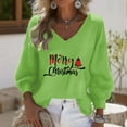 thumbnail image 1 of Craaazy Christmas Shirts for Women Fashion Clothing Christmas Printed 3/4 Sleeve V Neck Xmas Womens Tops Gifts, 1 of 3