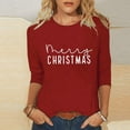thumbnail image 1 of Craaazy Christmas Shirts for Women Fashion Printed 3/4 Sleeve Casual Tops Gifts, 1 of 5