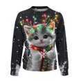 thumbnail image 1 of Craaazy Christmas Shirts for Women Long Sleeve Crewneck Christmas Sweatshirt Xmas Cat Print Tunic Tops Gifts for Women, 1 of 4