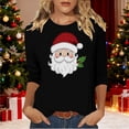thumbnail image 1 of Craaazy Christmas Shirts for Women Round Neck 3/4 Sleeve Santa Prints Blouses Gifts, 1 of 4