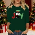thumbnail image 1 of Craaazy Christmas Shirts for Women Round Neck 3/4 Sleeve Santa Snowman Prints Blouses Gifts, 1 of 4