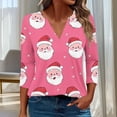thumbnail image 1 of Craaazy Christmas Shirts for Women V-Neck 3/4 Sleeve Casual Fall Winter Christmas Tops Gifts, 1 of 5