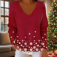 thumbnail image 1 of Craaazy Christmas Shirts for Women V Neck Long Sleeve Sweatshirt Christmas Print Pullover Tops Gifts, 1 of 6