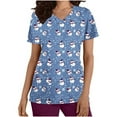 thumbnail image 1 of Craaazy Christmas Shirts for Womens Short Sleeve V-Neck Womens Tops Christmas Printing Pocket Blouse Gifts for Women, 1 of 5