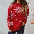 thumbnail image 1 of Craaazy Christmas Sweater Casual Long Sleeve Merry Christmas Knit Women Sweaters Crewneck Snowflake Patterns Blouse Gifts for Women, 1 of 9