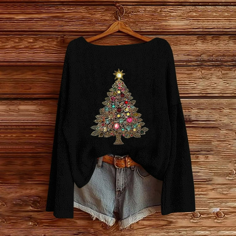 Craaazy Christmas Sweaters for Women Knitted Fall Winter Xmas
