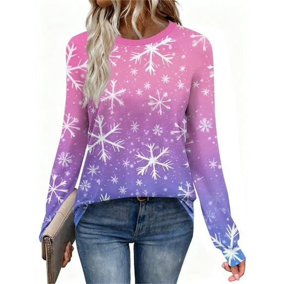 Craaazy Christmas Sweatshirt for Women Xmas Printed Pullover Tops Casual Long Sleeve Xmas Shirts Gifts