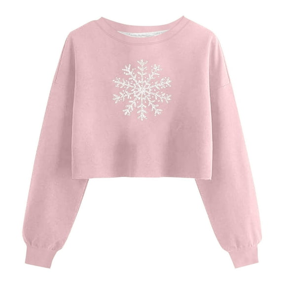 Craaazy Christmas T-Shirts For Women Funny Christmas Printed Casual Round Neck Long Sleeved Pullover Crop Tops Womens Tops