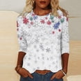 thumbnail image 1 of Craaazy Christmas Tops for Women Christmas Holiday Print 3/4 Sleeve Xmas Blouse Gifts, 1 of 5