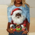 thumbnail image 1 of Craaazy Christmas Tops for Women Christmas Holiday Print 3/4 Sleeve Xmas Blouse Gifts, 1 of 5