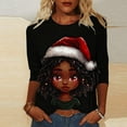 thumbnail image 1 of Craaazy Christmas Tops for Women Christmas Holiday Print 3/4 Sleeve Xmas Blouse Gifts, 1 of 5