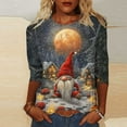 thumbnail image 1 of Craaazy Christmas Tops for Women Christmas Holiday Print 3/4 Sleeve Xmas Blouse Gifts, 1 of 5
