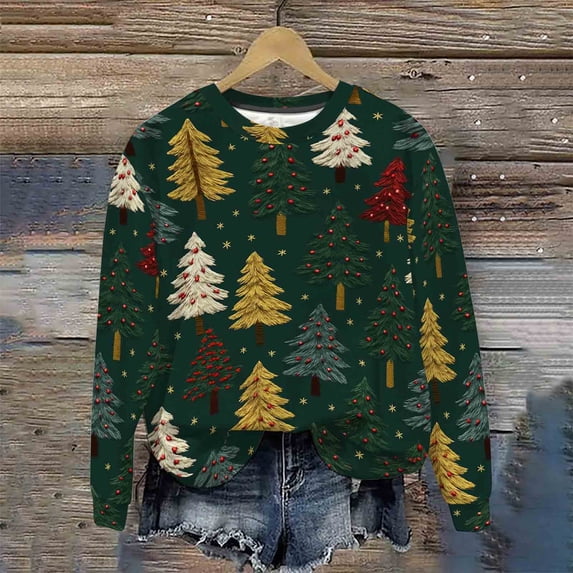 Craaazy Christmas Vintage Printed Round-neck Pullover For Men And Women's Casual Sporty Gifts Long-sleeved Fleece Sweatshirt To ps