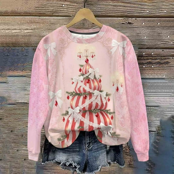 Craaazy Christmas Vintage Printed Round-neck Pullover For Men And Women's Casual Sporty Gifts Long-sleeved Fleece Sweatshirt To ps