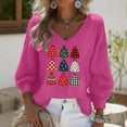 thumbnail image 1 of Craaazy Christmas Womens Shirts Christmas Printed Long Sleeve V Neck Fashion Clothing Xmas Womens Tops Gifts, 1 of 3