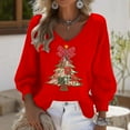 thumbnail image 1 of Craaazy Christmas Womens Shirts Christmas Printed Long Sleeve V Neck Fashion Clothing Xmas Womens Tops Gifts, 1 of 3