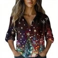 thumbnail image 1 of Craaazy Christmas Womens Shirts Colorful Christmas Trees Print Blouses Button Down Shirts for Women Gifts for Women, 1 of 6