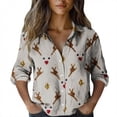 thumbnail image 1 of Craaazy Christmas Womens Shirts Colorful Christmas Trees Print Blouses Button Down Shirts for Women Gifts for Women, 1 of 6