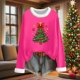 thumbnail image 1 of Craaazy Christmas Womens Shirts Fleece Crew Neck Long Sleeve Womens Tops Christmas Prints Loose Pullover Gifts for Women, 1 of 6