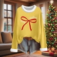thumbnail image 1 of Craaazy Christmas Womens Shirts Fleece Crew Neck Long Sleeve Womens Tops Christmas Prints Loose Pullover Gifts for Women, 1 of 6