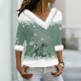thumbnail image 1 of Craaazy Christmas Womens Shirts Fluffy Fuzzy V Neck Xmas Long Sleeve Womens Tops Snowflake Graphic Blouse Gifts for Women, 1 of 3