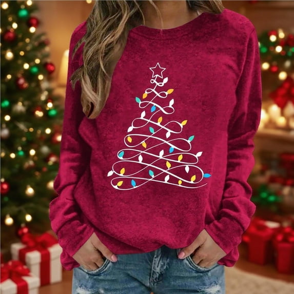 Craaazy Cozy Sweatshirt for Women Christmas Printed Long Sleeve Casual Tops Gifts