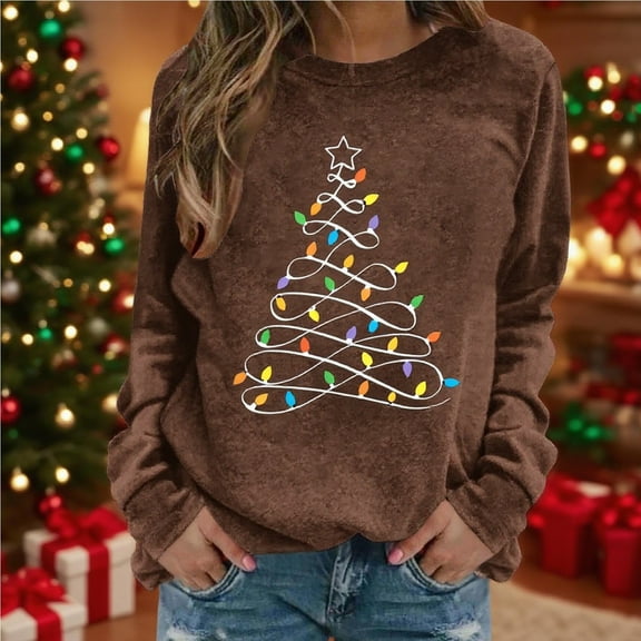Craaazy Cozy Sweatshirt for Women Christmas Printed Long Sleeve Casual Tops Gifts