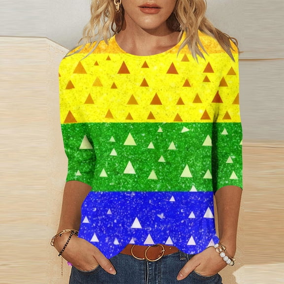 Craaazy Cozy Valentines Day T Shirts for Women Crew Neck 3/4 Sleeve Tops Gifts