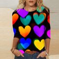 thumbnail image 1 of Craaazy Cozy Valentines Day T Shirts for Women Crew Neck 3/4 Sleeve Tops Gifts, 1 of 6