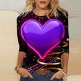 thumbnail image 1 of Craaazy Cozy Valentines Day T Shirts for Women Crew Neck 3/4 Sleeve Tops Gifts, 1 of 6