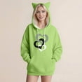 thumbnail image 1 of Craaazy Cute Cat Ears Hooded Pullover For Womens Casual Print Long Sleeve Hooded Drawstring Gifts Loose Sweater With Pocket, 1 of 4