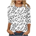 thumbnail image 1 of Craaazy Dressy Tops for Women Vintage Floral Print 3/4 Length Sleeve Crewneck Spring Clothes Gifts, 1 of 5