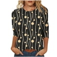 thumbnail image 1 of Craaazy Dressy Tops for Women Vintage Floral Print 3/4 Length Sleeve Crewneck Spring Clothes Gifts, 1 of 5
