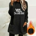 thumbnail image 1 of Craaazy Fleece Shirts for Women Long Sleeve Crew Neck Casual Blouses with Two Pockets Soft Comfortable Warm Solid Color Sweatshirt Gifts For Women, 1 of 4