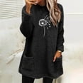 thumbnail image 1 of Craaazy Fleece Sweaters for Women Long Sleeve Crewneck Casual Blouses Soft Comfortable Warm Sweatshirt with Two Pockets Gifts, 1 of 4