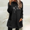 thumbnail image 1 of Craaazy Fleece Sweaters for Women Long Sleeve Crewneck Casual Blouses Soft Comfortable Warm Sweatshirt with Two Pockets Gifts, 1 of 4