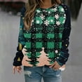 thumbnail image 1 of Craaazy Funny Shirts For Women Santa Graphic Long Sleeve Tops Christmas Tree Printed Christmas Trees With Lights Printed Christmas Gifts Crewneck Blouse Gifts, 1 of 4