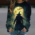 thumbnail image 1 of Craaazy Halloween Shirts for Women Long Sleeve Witch Graphic Tees Vintage Festival Tops Halloween prints Sweatshirts Long Sleeve Crewneck Pullover Gifts, 1 of 6
