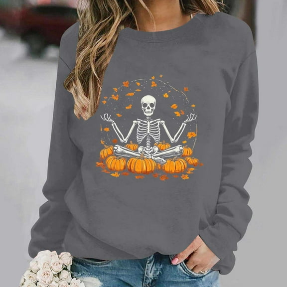 Craaazy Halloween Sweatshirt Long Sleeved Crewneck Shirts Halloween Spooky Season Ghost Print Tops Halloween Pullover Gifts For Women
