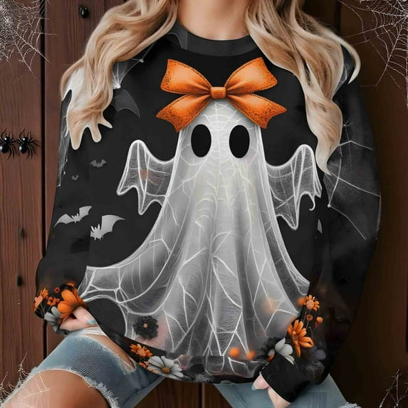 Craaazy Halloween Sweatshirts for Men And Women Gifts Funny Cute Print Tops Long Sleeve Crewneck Pullover Vintage Festival Gift Bl ouse