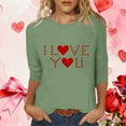 thumbnail image 1 of Craaazy Happy Valentine's Day Women's 3/4 Sleeve Crew Neck Love and Heart Valentines Shirts Gifts, 1 of 5