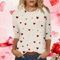 thumbnail image 1 of Craaazy Happy Valentine's Day Women's 3/4 Sleeve Crew Neck Love and Heart Valentines Shirts Gifts, 1 of 7