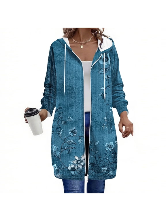 Hoodies For Women Double Zipper Long Sleeve Sweatshirts Novelty Graphic Hoodie Pocket Drawstring Tops Gifts